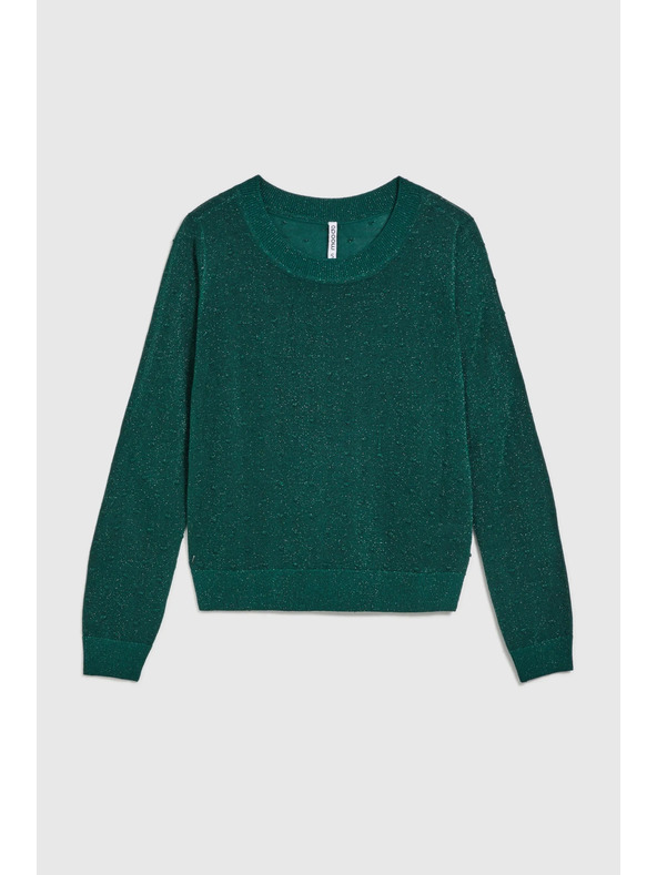 Moodo Džemper dugih rukava ukrašen metalnom niti zelene boje Moodo