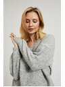 Moodo Glatki džemper s V-izrezom i rebrima sive boje Moodo