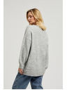 Moodo Glatki džemper s V-izrezom i rebrima sive boje Moodo