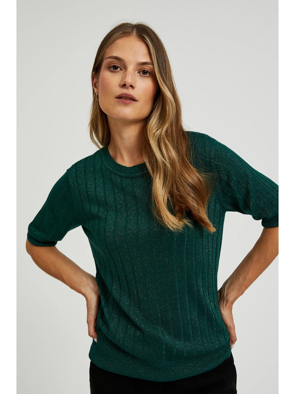 Moodo Viskozni džemper s metalnim vlaknom zelene boje Moodo