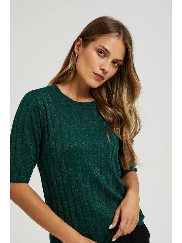 Moodo Viskozni džemper s metalnim vlaknom zelene boje Moodo