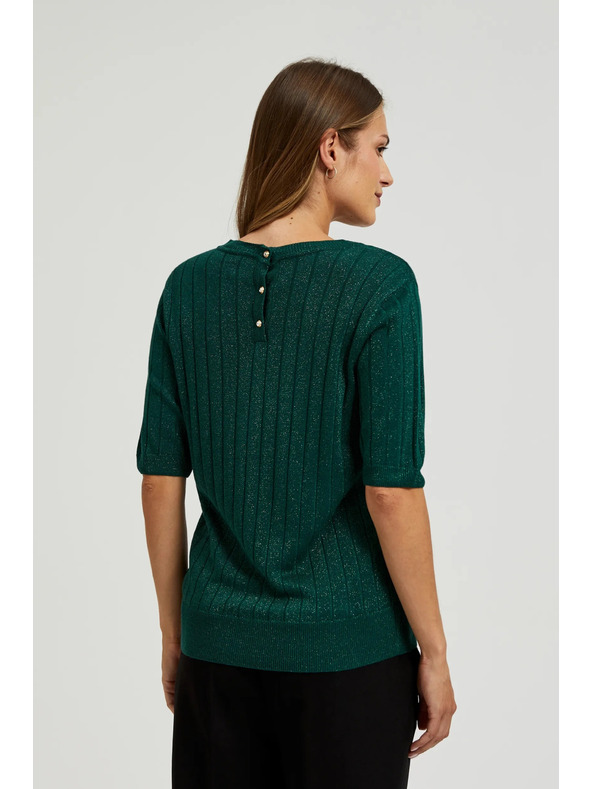 Moodo Viskozni džemper s metalnim vlaknom zelene boje Moodo