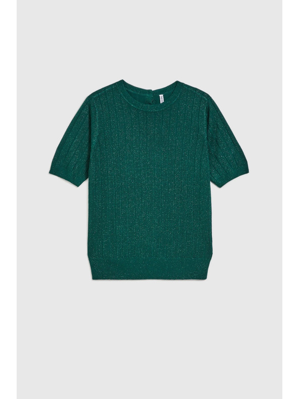 Moodo Viskozni džemper s metalnim vlaknom zelene boje Moodo