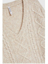 Moodo Pleteni bež džemper s V-izrezom Moodo