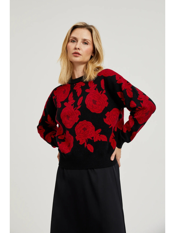 Moodo Crni džemper s printom Moodo