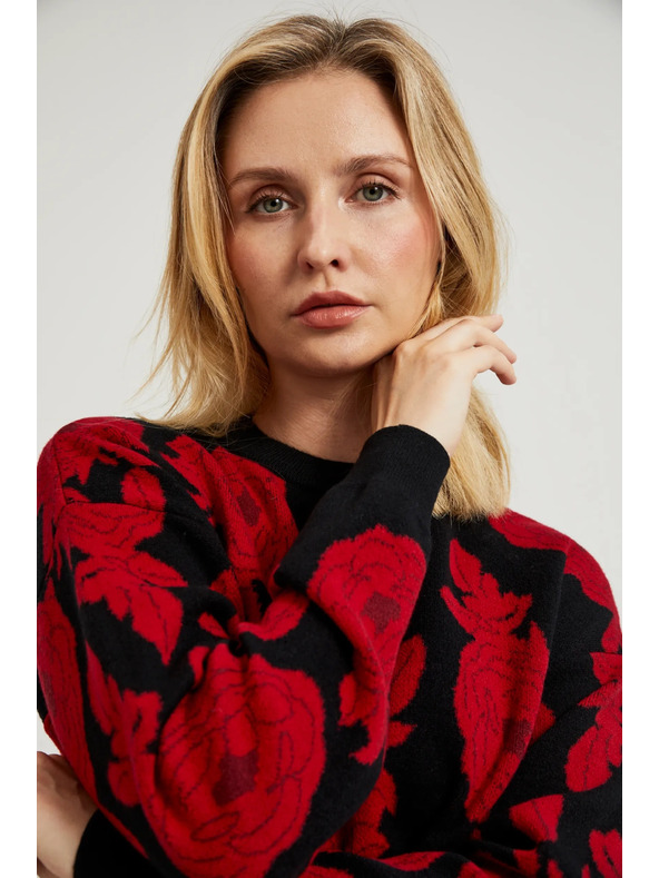 Moodo Crni džemper s printom Moodo