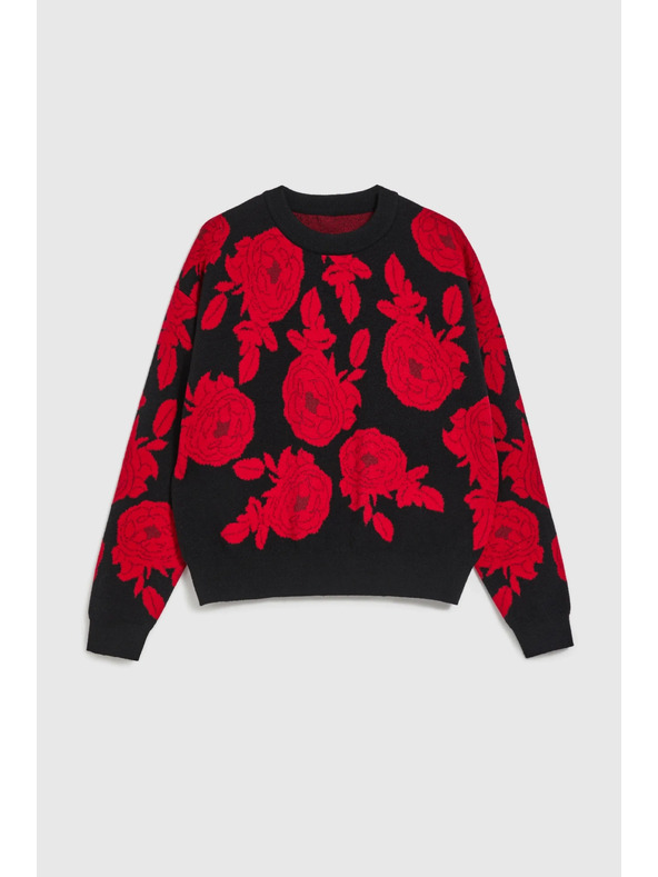 Moodo Crni džemper s printom Moodo