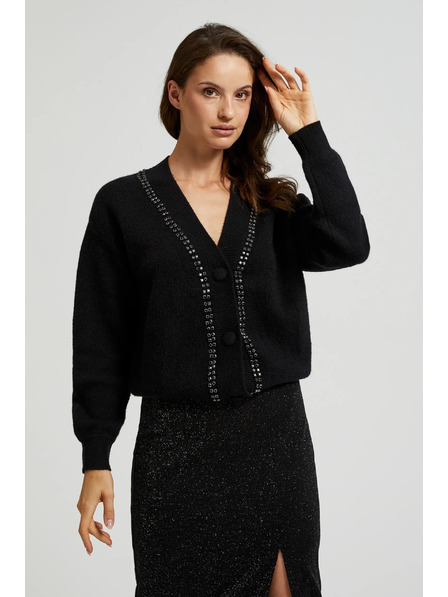 Moodo Crni kardigan ukrašen perlicama Moodo