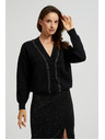Moodo Crni kardigan ukrašen perlicama Moodo