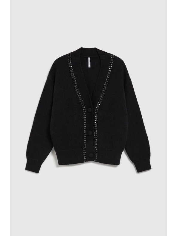 Moodo Crni kardigan ukrašen perlicama Moodo