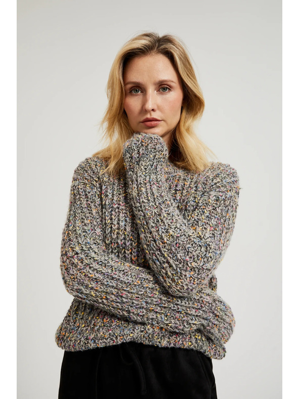 Moodo Džemper ukrašen šarenom niti sive boje Moodo