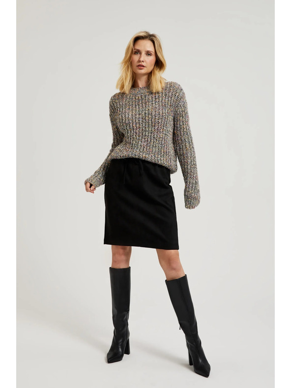 Moodo Džemper ukrašen šarenom niti sive boje Moodo