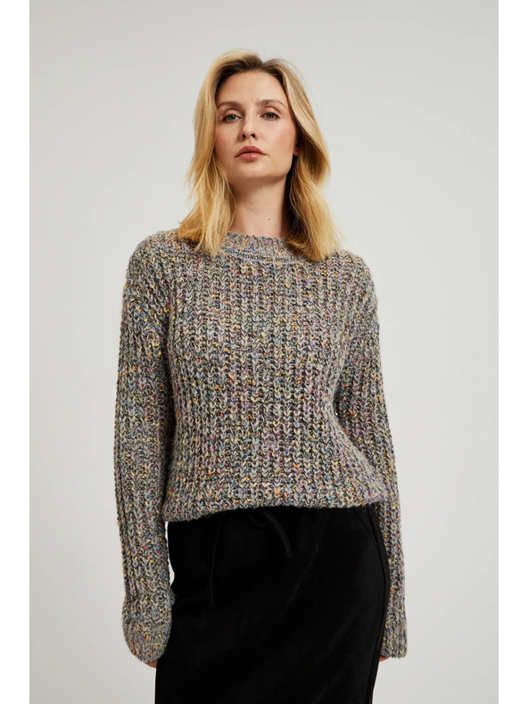 Moodo Džemper ukrašen šarenom niti sive boje Moodo