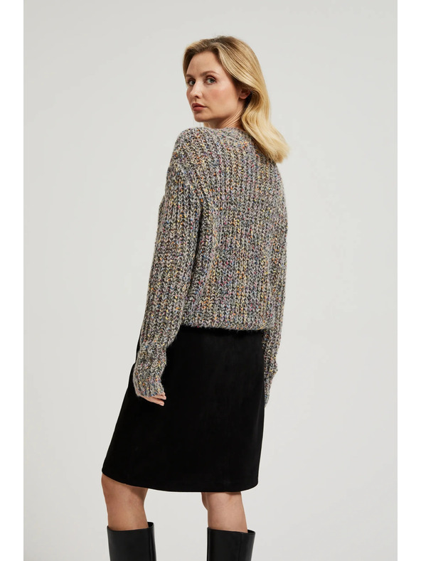 Moodo Džemper ukrašen šarenom niti sive boje Moodo