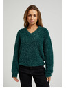 Moodo Мачкасти džemper s metalnom niti zelene boje Moodo