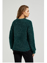 Moodo Мачкасти džemper s metalnom niti zelene boje Moodo