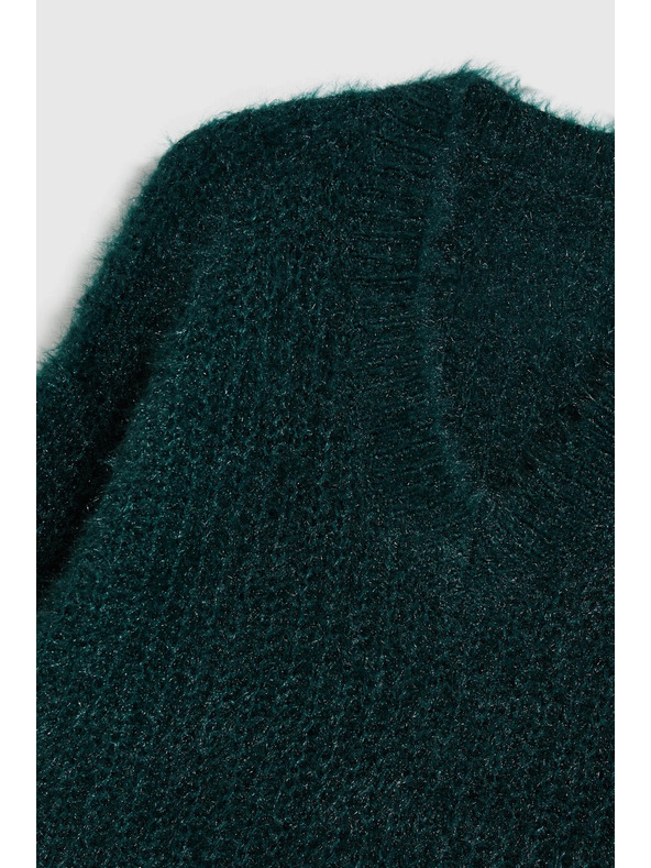 Moodo Мачкасти džemper s metalnom niti zelene boje Moodo