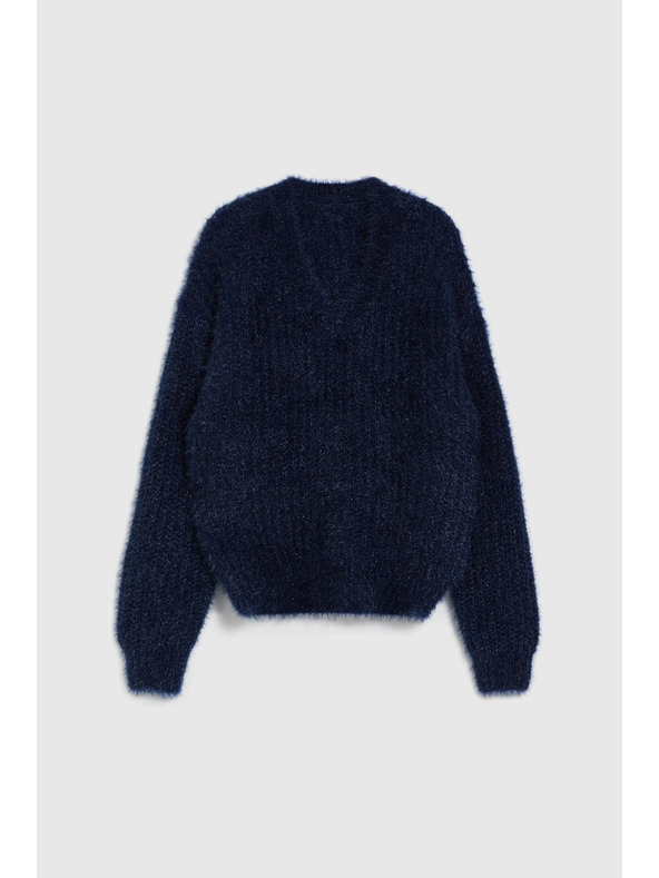 Moodo Мачкасти džemper s metalnom niti tamno plave boje Moodo