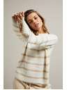 Moodo Bež džemper s prugama i okruglim izrezom Moodo