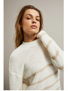 Moodo Bež džemper s prugama i okruglim izrezom Moodo