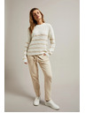 Moodo Bež džemper s prugama i okruglim izrezom Moodo