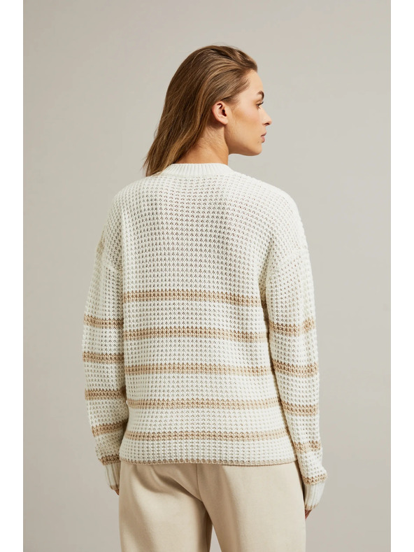 Moodo Bež džemper s prugama i okruglim izrezom Moodo