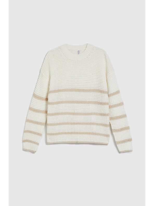 Moodo Bež džemper s prugama i okruglim izrezom Moodo
