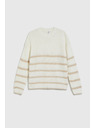 Moodo Bež džemper s prugama i okruglim izrezom Moodo