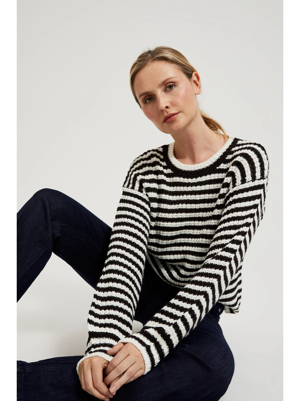 Moodo Kratki crno-bijeli prugasti džemper Moodo