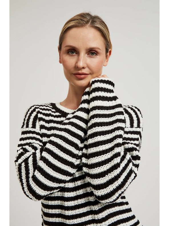Moodo Kratki crno-bijeli prugasti džemper Moodo