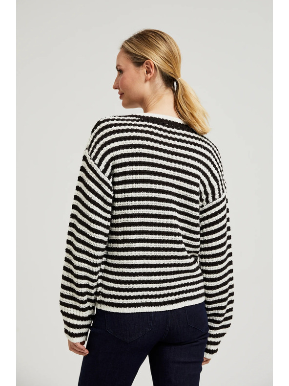 Moodo Kratki crno-bijeli prugasti džemper Moodo