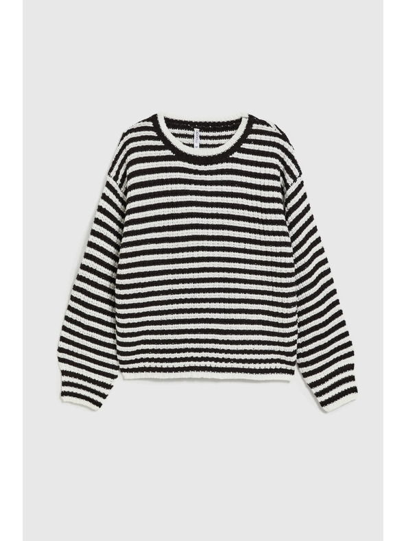 Moodo Kratki crno-bijeli prugasti džemper Moodo