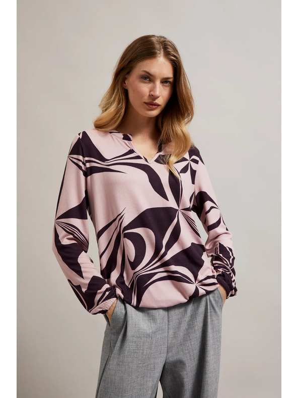 Moodo Džemper s geometrijskim uzorkom ružičaste boje Moodo