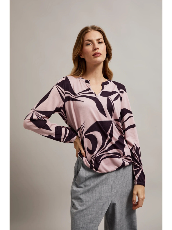 Moodo Džemper s geometrijskim uzorkom ružičaste boje Moodo