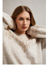 Moodo Džemper ukrašen sjajnom niti bež boja Moodo