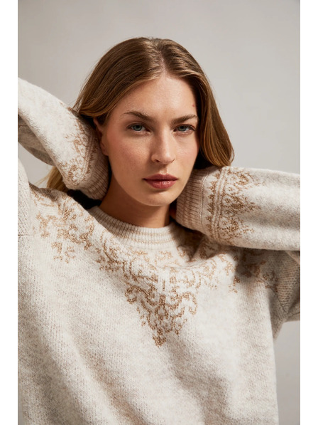 Moodo Džemper ukrašen sjajnom niti bež boja Moodo