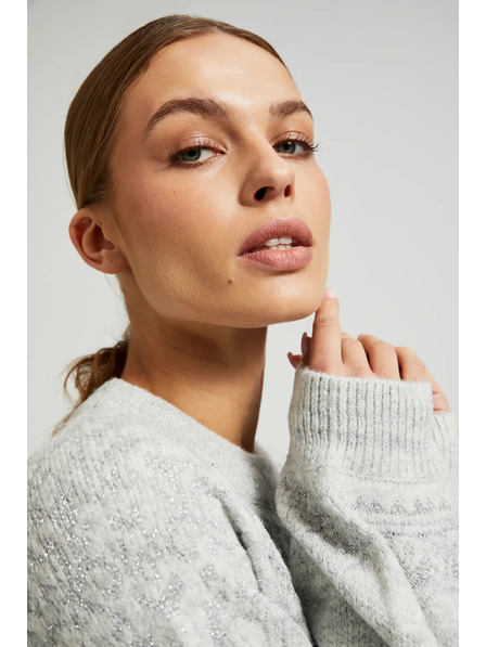 Moodo Džemper ukrašen sjajnom niti sive boje Moodo