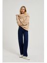 Moodo Bež džemper s preklopljenim izrezom Moodo