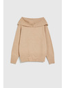 Moodo Bež džemper s preklopljenim izrezom Moodo