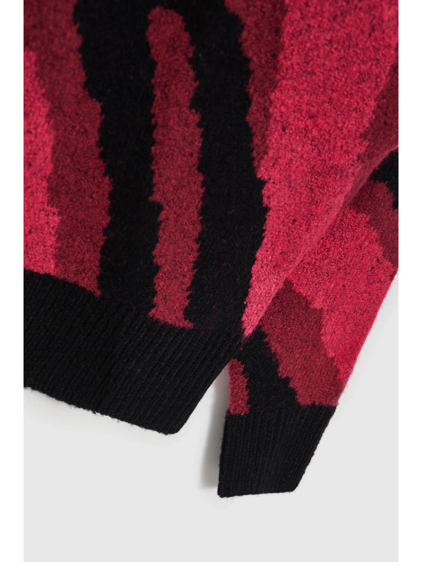 Moodo Džemper s geometrijskim uzorkom crvene boje Moodo