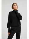 Moodo Džemper s rolkom i napuhnutim rukavima crne boje Moodo