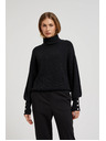 Moodo Džemper s rolkom i napuhnutim rukavima crne boje Moodo