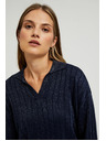Moodo Džemper s ovratnikom i metalnom niti tamno plave boje Moodo