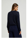 Moodo Džemper s ovratnikom i metalnom niti tamno plave boje Moodo