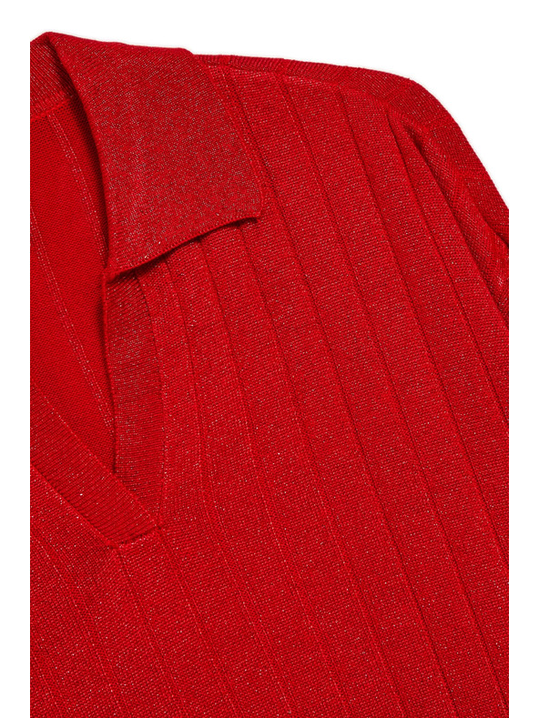 Moodo Džemper s ovratnikom i metalnom niti crvene boje Moodo