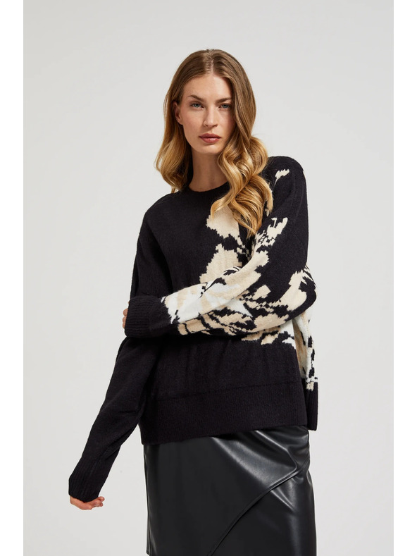 Moodo Uzorkovani džemper labavog kroja crni Moodo