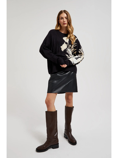 Moodo Uzorkovani džemper labavog kroja crni Moodo