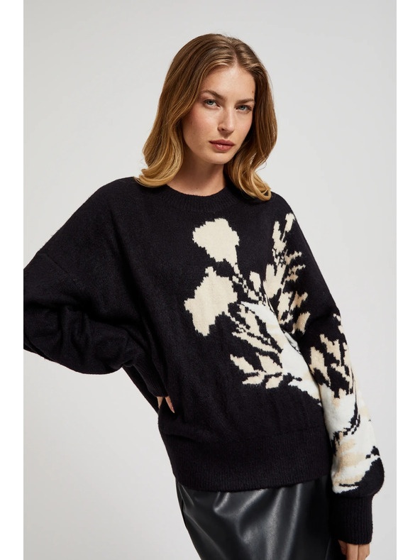 Moodo Uzorkovani džemper labavog kroja crni Moodo