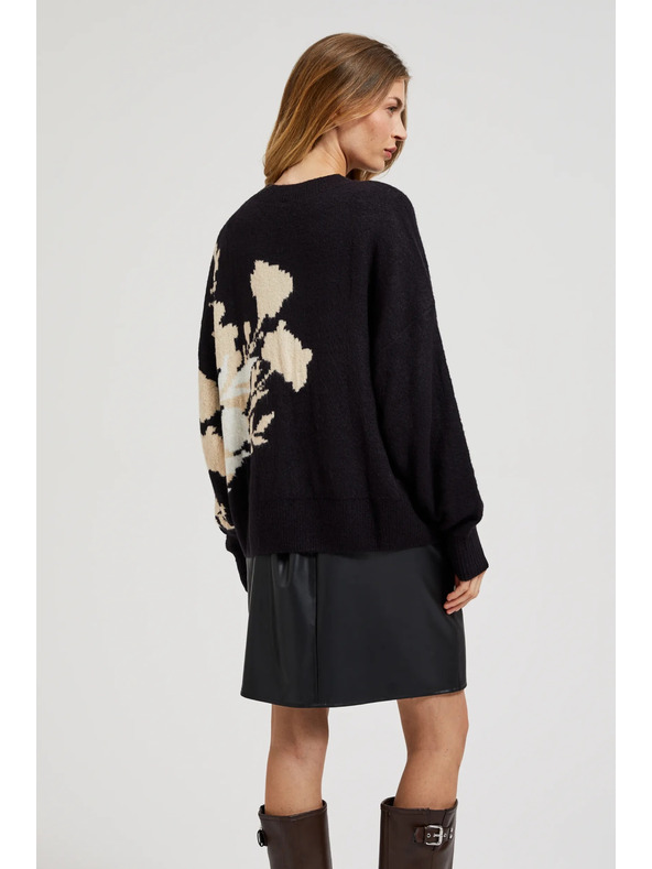 Moodo Uzorkovani džemper labavog kroja crni Moodo