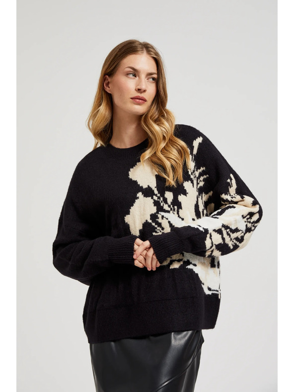 Moodo Uzorkovani džemper labavog kroja crni Moodo